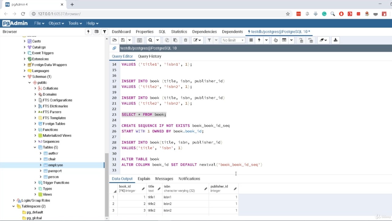 Postgresql get tables